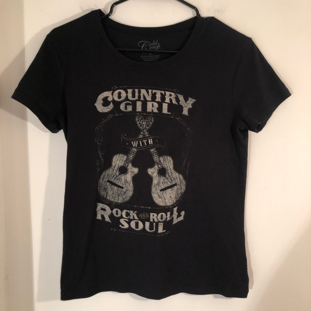 Gold Rush Country Girl Rock & Roll Soul T-Shirt Size S Black